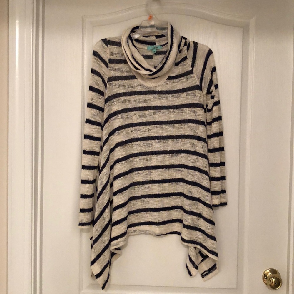 striped cowl neck top